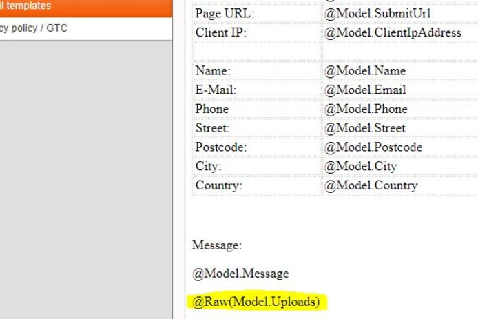 Contact form with attachment