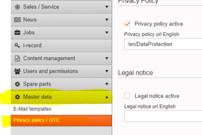 Footer: Link to specific pages