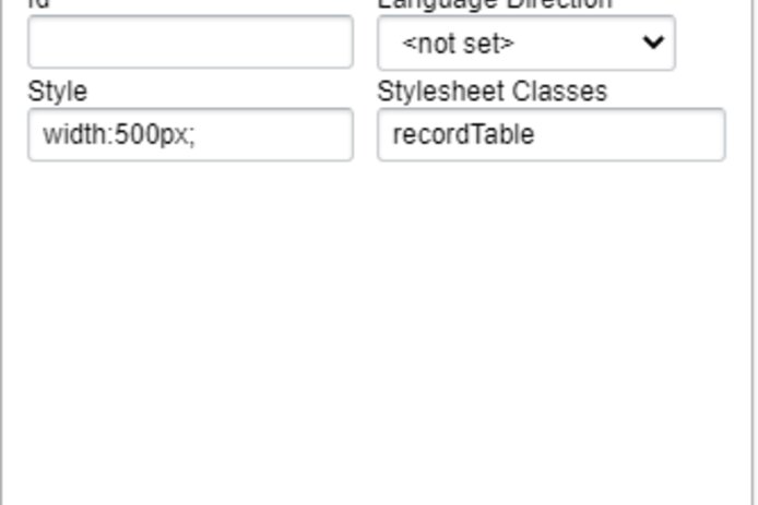 Table style class for «record» table