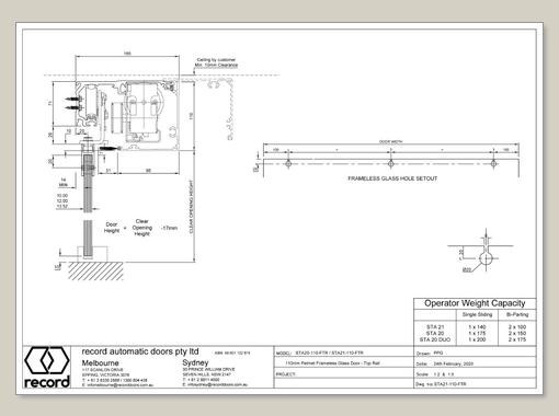 STA 21 > 110mm low profile pelmet, frameless glass rail