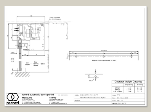 STA 21 > 160mm standard pelmet, frameless glass rail