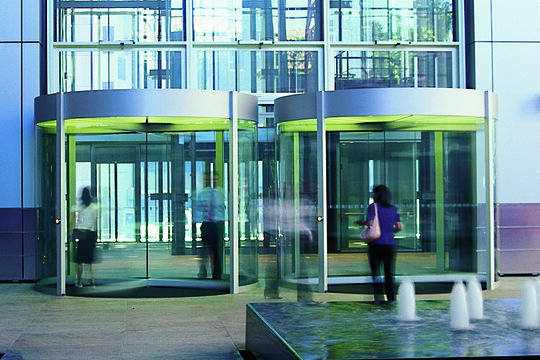Revolving Doors with Custom Lighting Features
